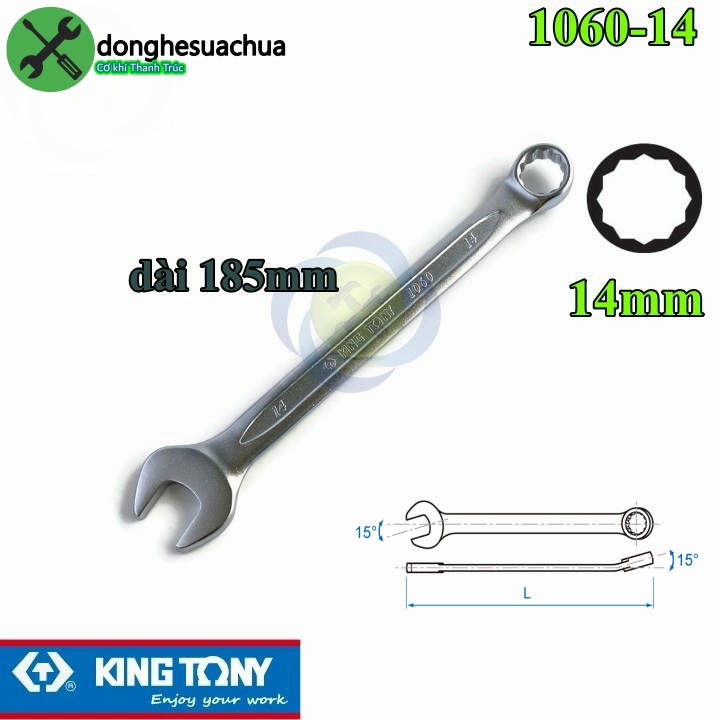 Cờ lê vòng miệng 14mm kingtony 1060-14 dài 185mm