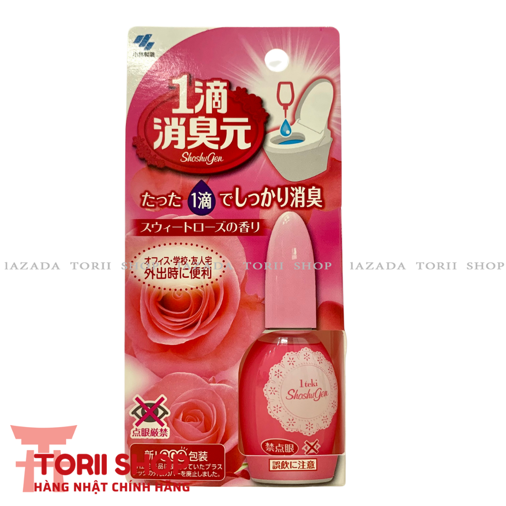Nước nhỏ thơm bồn cầu Shoshugen Kobayashi 20ml màu hồng hương hoa hồng hàng Nhật nội địa