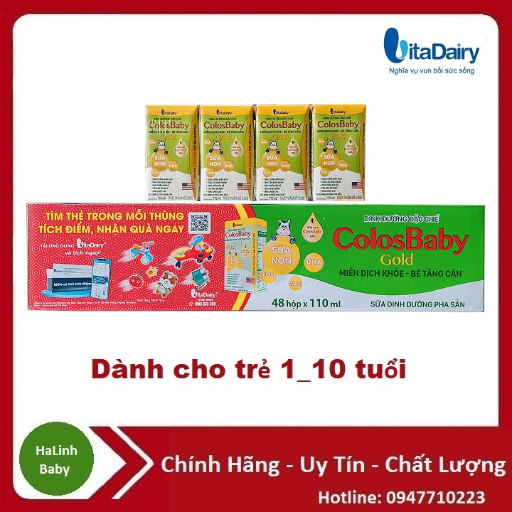 Sữa bột pha sẵn Colosbaby 110ml cho trẻ 1-10 tuổi (thùng  48 hộp)