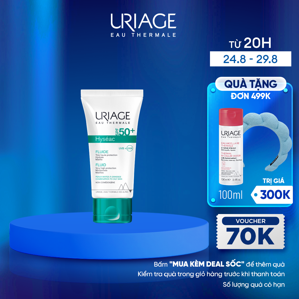 Sữa chống nắng cấp ẩm dành cho da dầu, mụn HYSÉAC FLUIDE SPF50+ 50ml