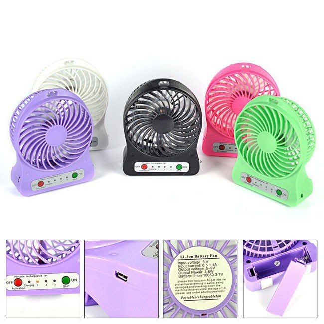 Quạt mini cầm tay - quạt 3 tốc độ có đèn