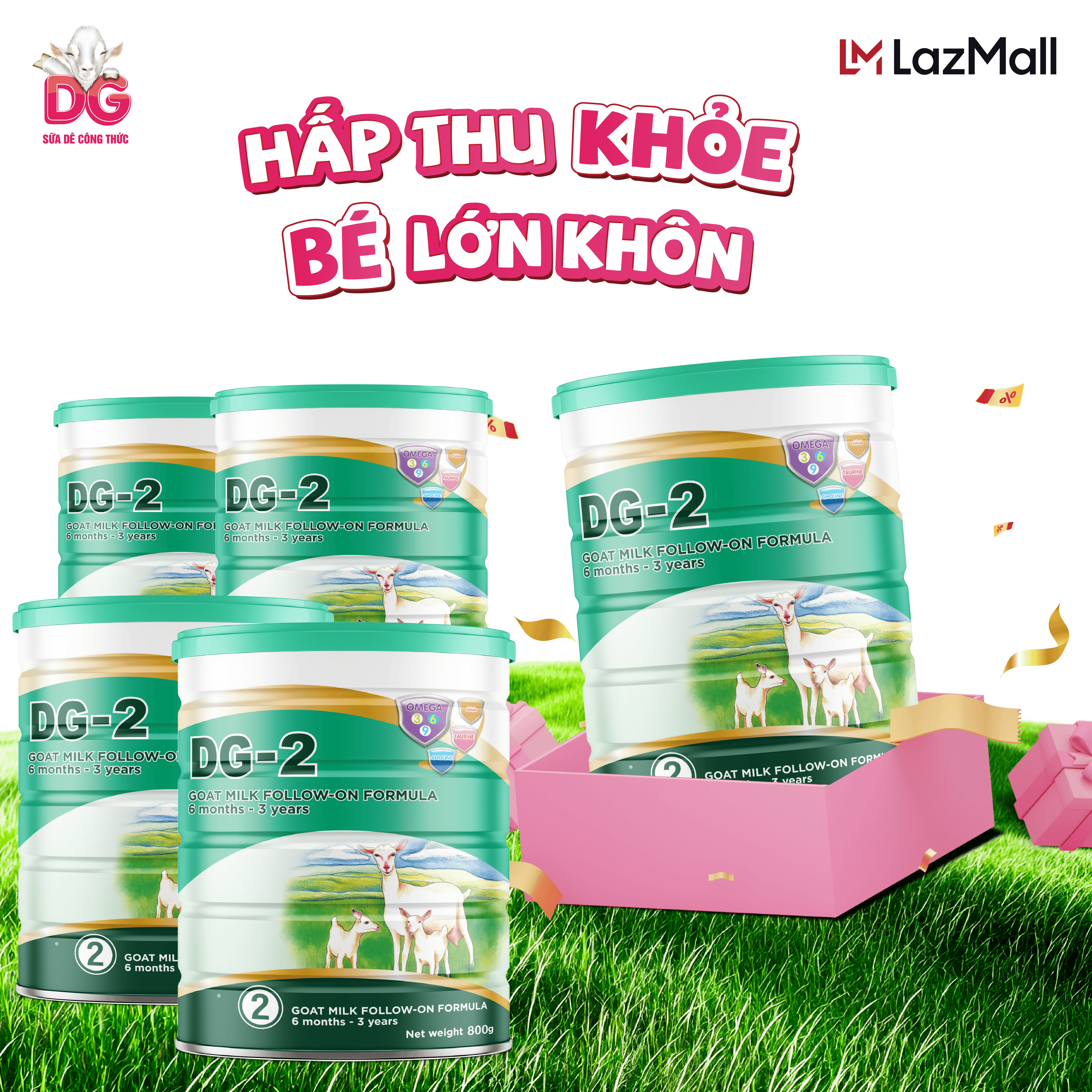 [HOT] TẶNG 2 DG-2 800 - HSD 07/2026 - CB 04 LON SỮA DÊ CÔNG THỨC DG-2 800