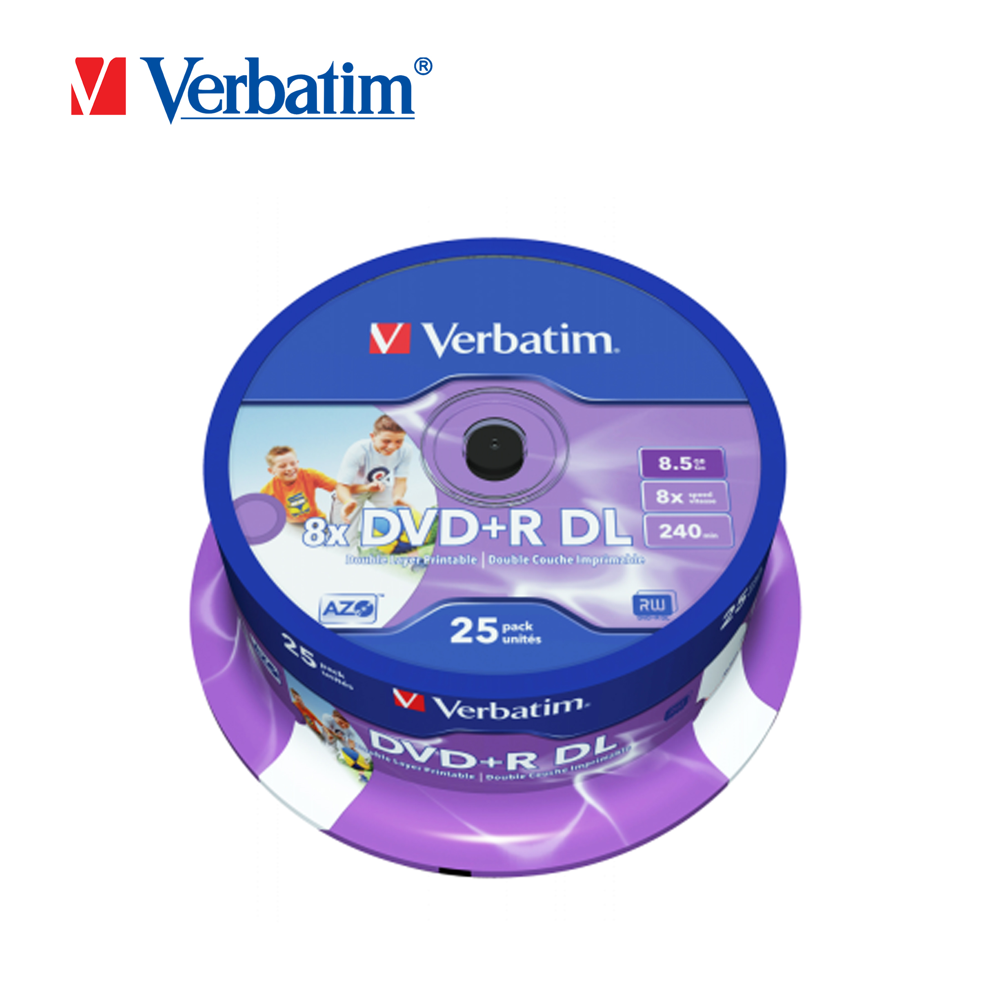 Đĩa Verbatim DVD+R DL 8.5GB 8X White Wide U 25pk Spindle