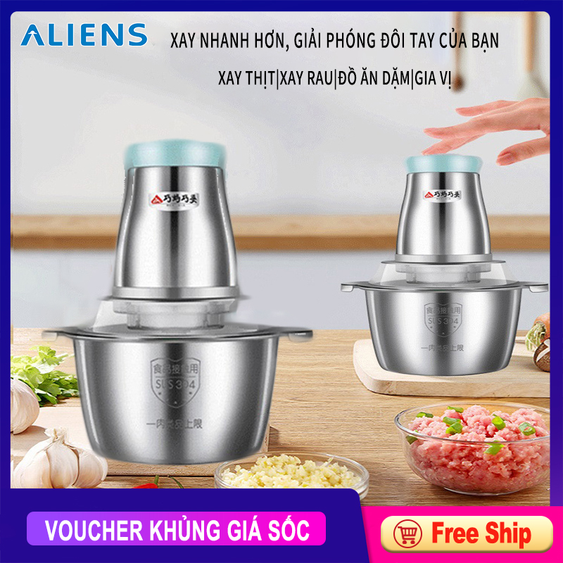 Máy xay thịt bằng điện,máy xay đa chức năng, không gỉ, dung lượng lớn, công suất lớn, nhiều chế độ điều chỉnh, chống vỡ, bền chắc