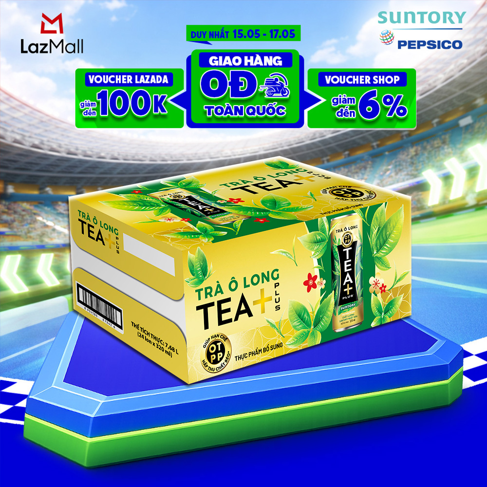 Thùng 24 Lon Trà Ô long Tea+ (320 ml/lon)