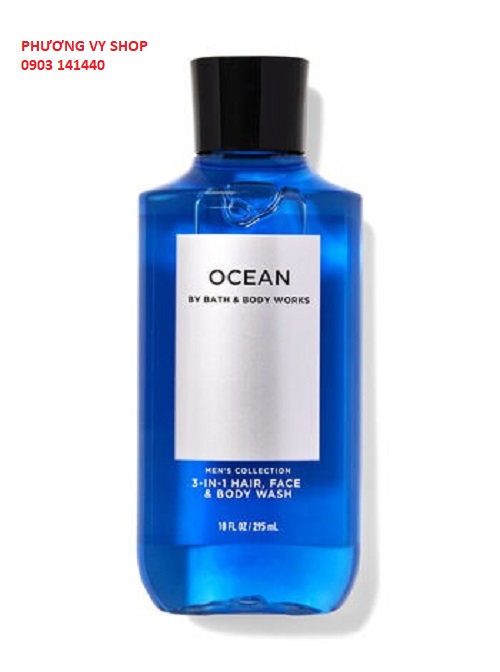 Gel tắm, gội, rửa mặt 3 in 1 dành cho nam hương nước hoa BBW OCEAN