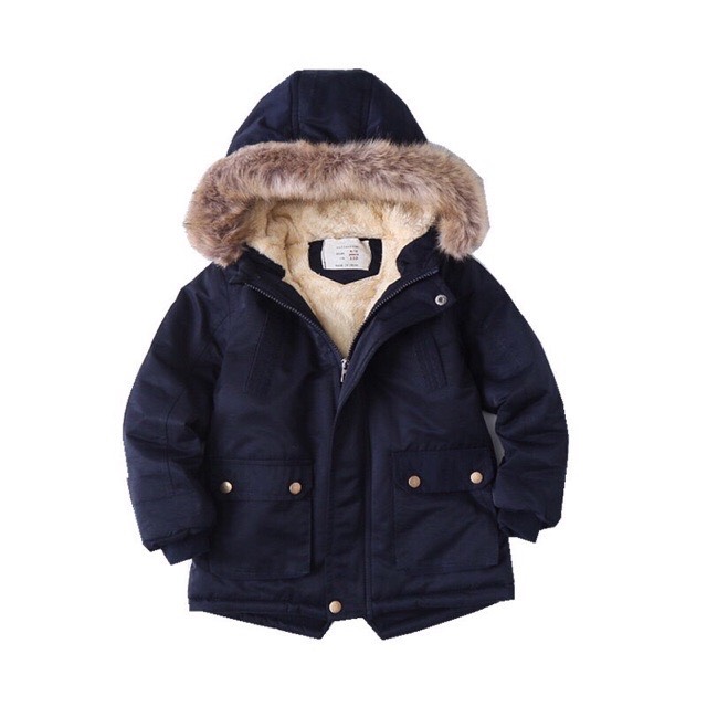 Áo parka mũ lông lót nỉ ấm cho bé trai bé gái hàng loại 1