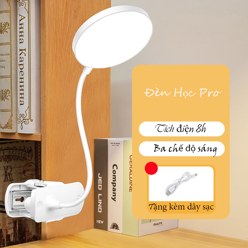 Đèn kẹp bàn tròn học thông minh, Đèn Kẹp Để Bàn Chống Cận Tích Hợp 3 Chế Độ Sáng, đèn học sinh