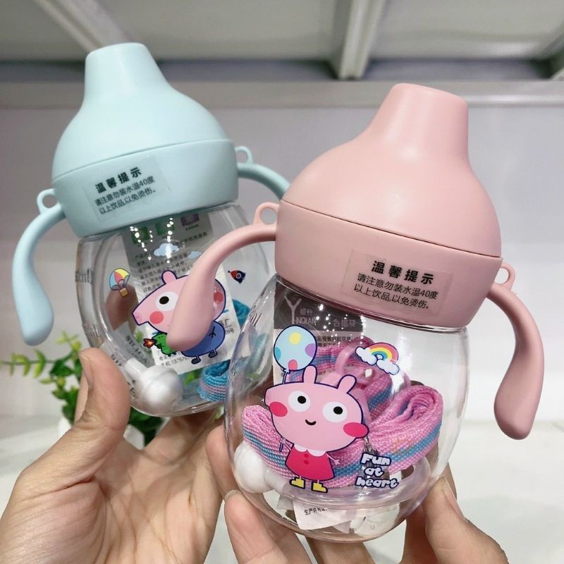 Bình tập uống nước chống sặc hình Heo Peppa cho bé tập hút từ 6 tháng / 280ml
