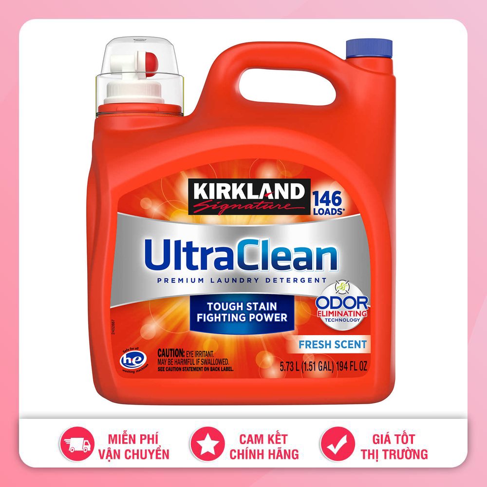 Nước giặt kirkland ultra clean premium laudry detergent 5.73l mỹ