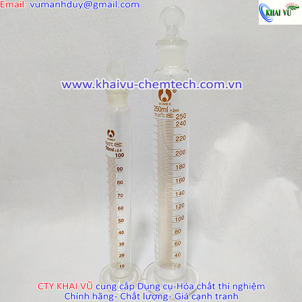 Ống đong thủy tinh có nút đậy nhám thủy tinh 100ml 250ml
