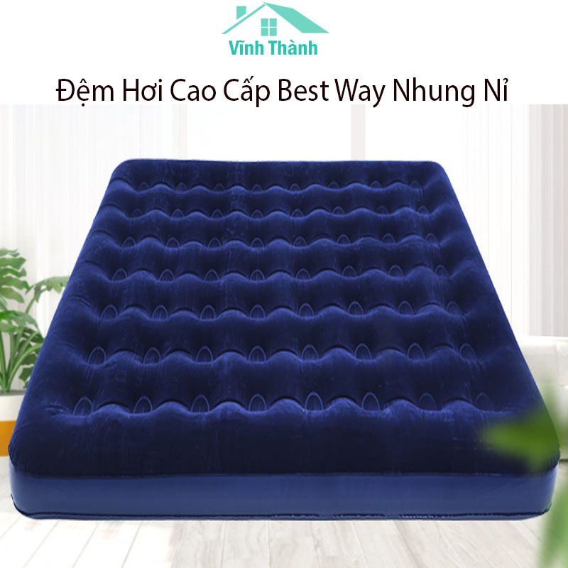 [ Chọn Mã ] Đệm Hơi Bestway Cao Cấp Phủ Nhung Nỉ Kèm Bơm Điện 2 Chiều - Nệm Hơi Nhiều Kích Cỡ
