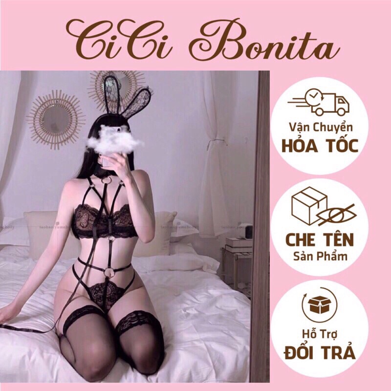 Set cosplay thỏ sexy phối dây xích cici bonita hcm cp180- che tên sp - ship hoả tốc hcm