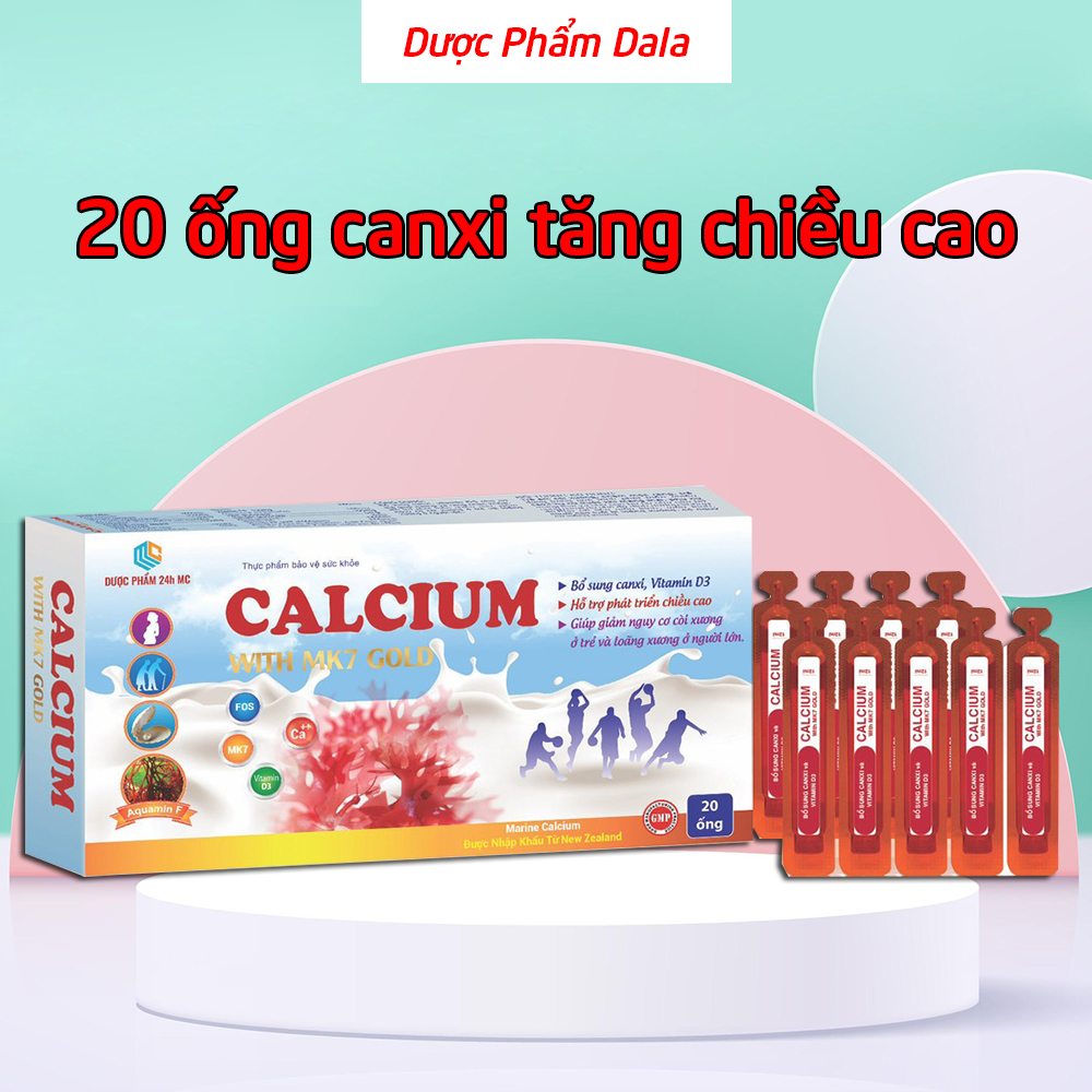 Calcium With MK7 Gold canxi sữa tăng chiều cao, giảm nguy cơ còi xương và loãng xương - Hộp 20 goi - Dược Phẩm Dala