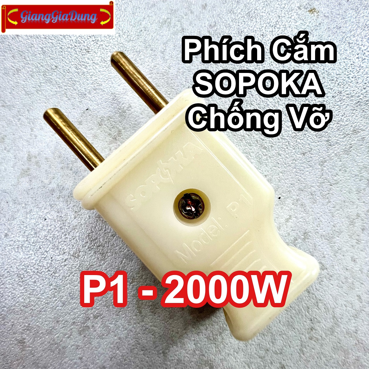 Phích cắm điện chống vỡ sopoka p1 chịu tải 2000w