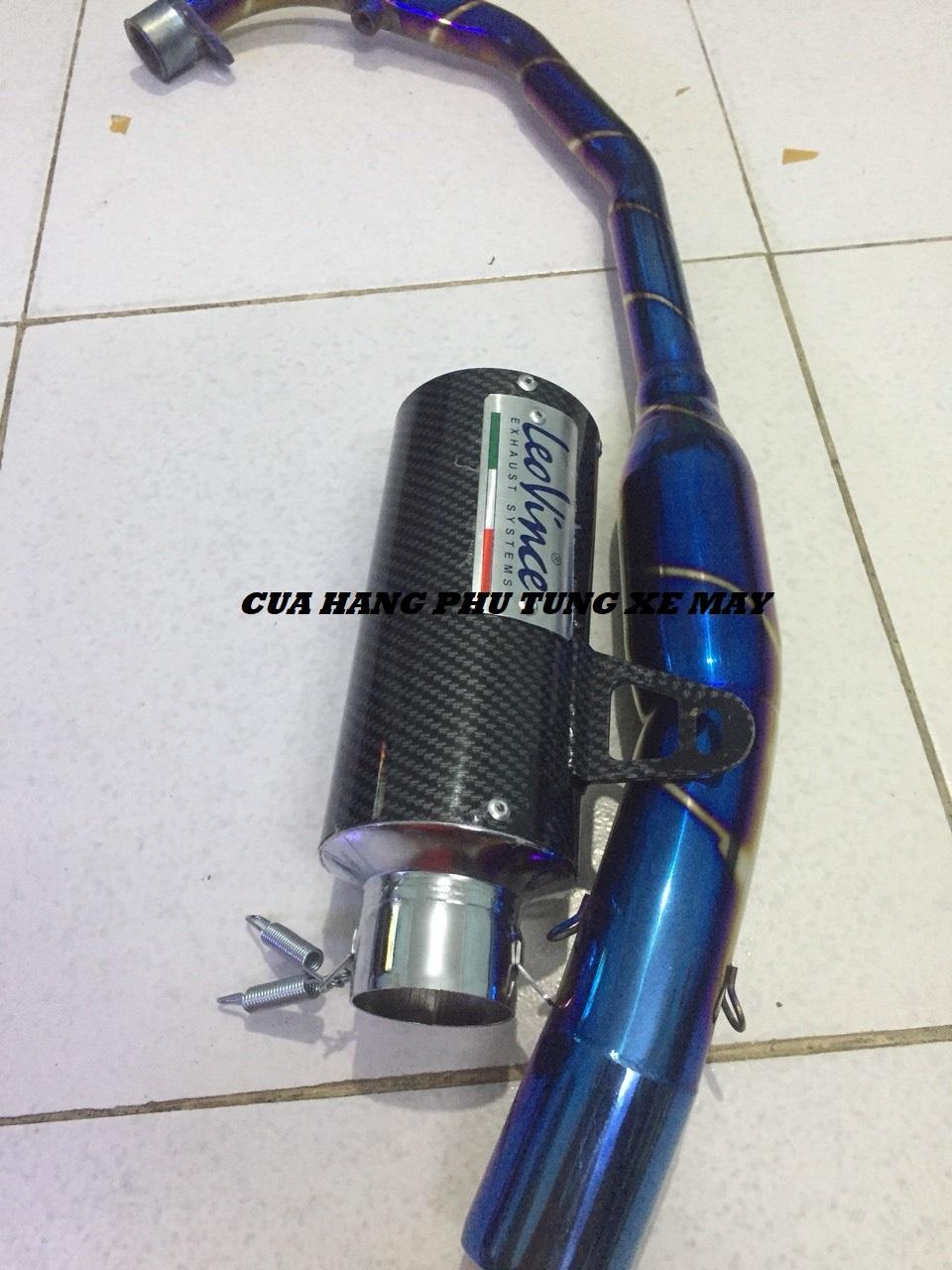 Trọn bộ pô Leovince tròn cacbon kèm cổ bầu hơi Titan cho xe Exciter 135/ Exciter 150/ R15 V3/ Winner 150/ Winner X/ Raider/ Satria/ Sonic/ Fz