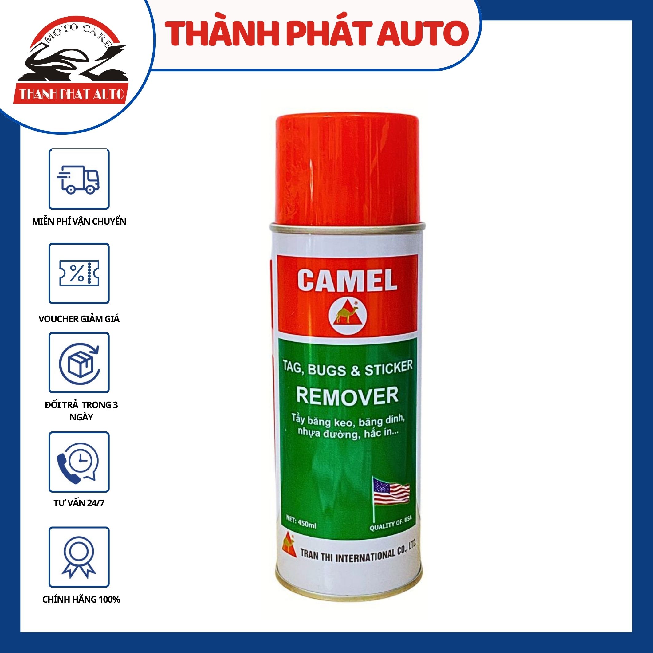 Chai tẩy keo đa năng Camel tẩy băng keo, băng dính, nhựa đường, hắc ín.. 450ml