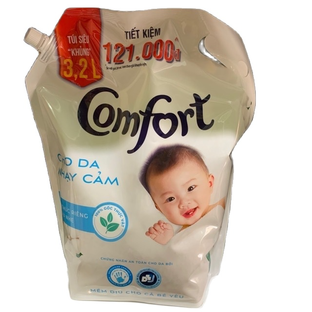 Nước Xả Vải Comfort Cho Da Nhạy Cảm, túi 3,2L