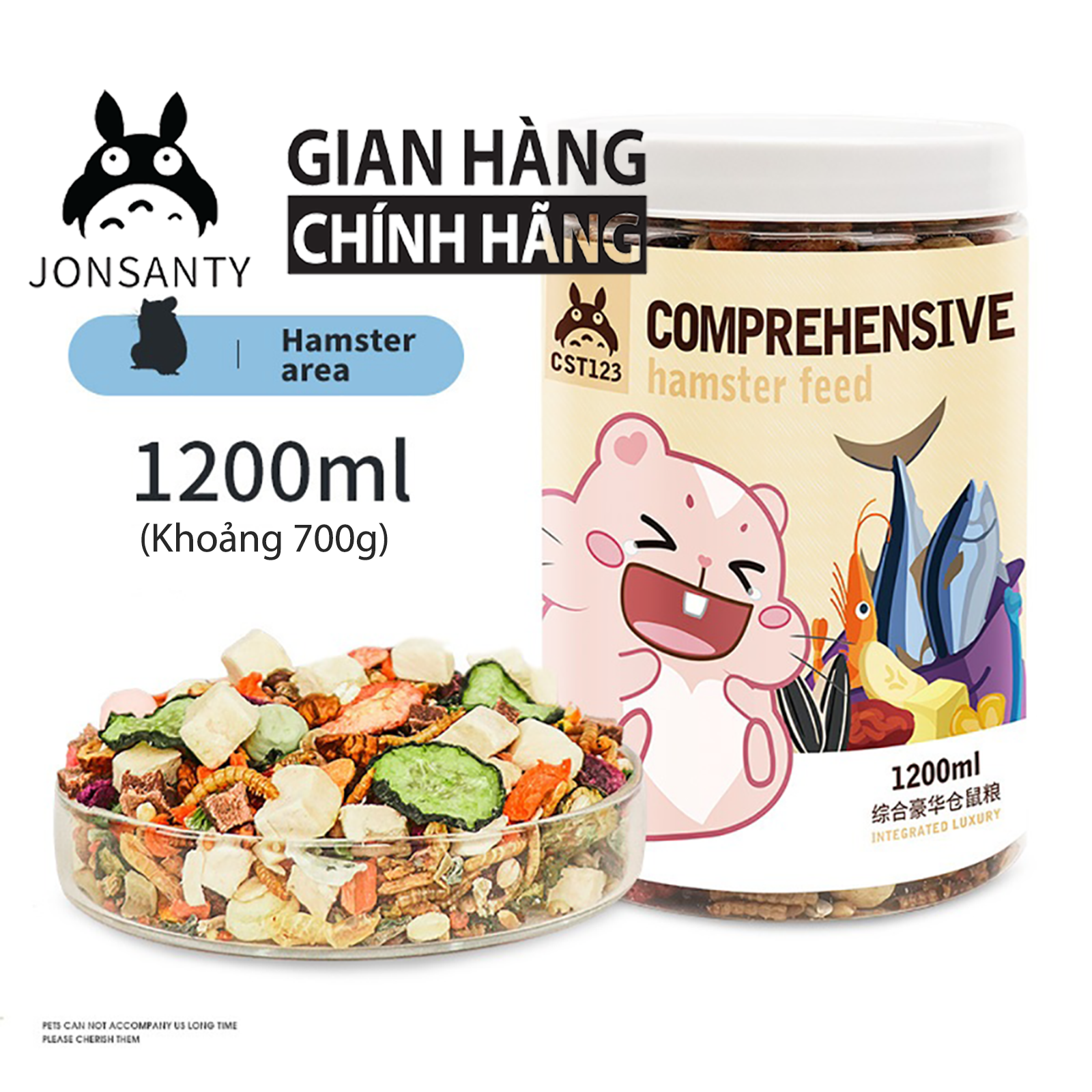 Thức ăn ngũ cốc hải sản hãng JONSANTY cho chuột hamster Bear, Winter White, Robo, Campell giàu protein