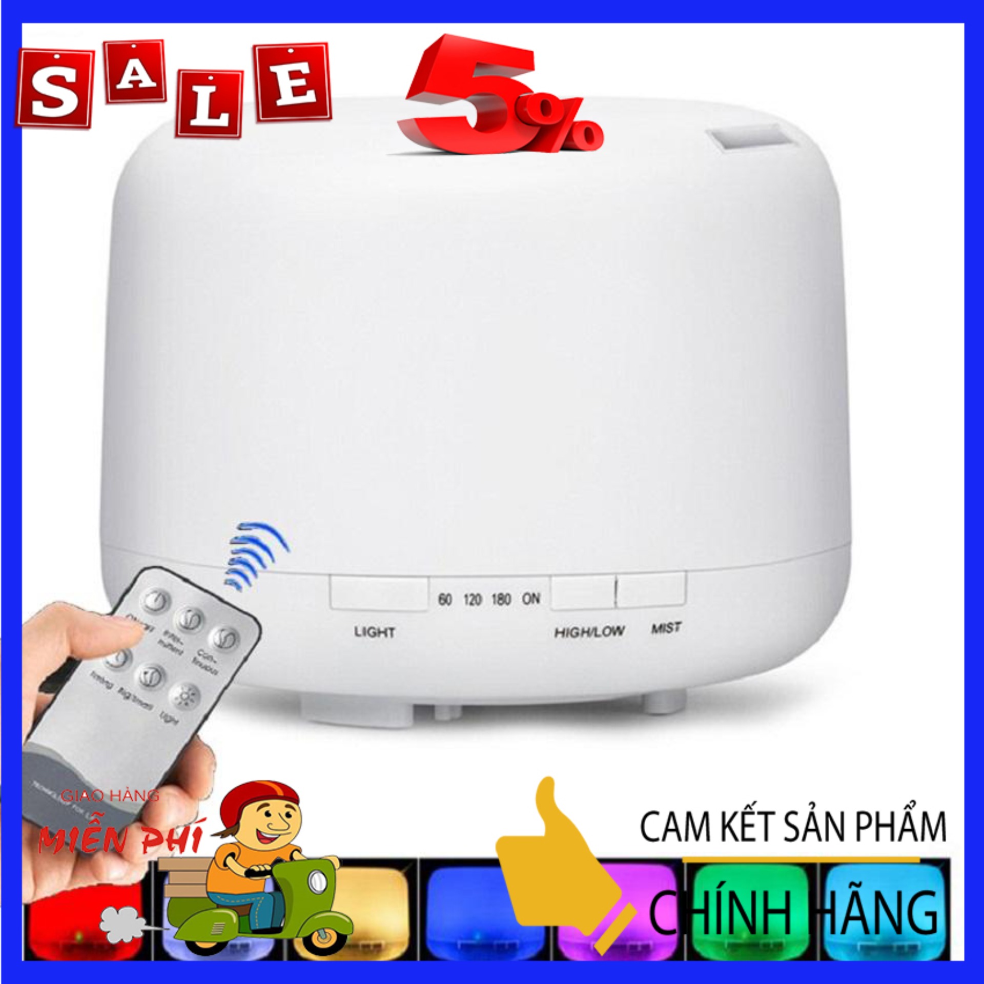 Máy xông khuếch tán tinh dầu, Máy phun sương, Máy tạo ẩm, đèn ngủ XD-3 led 7 màu, 500ml, có khiển