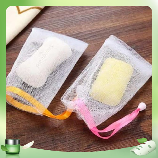 Túi lưới đựng xà bông tạo bọt, dày 2 lớp, có dây rút ( 9,5cm * 15cm)
