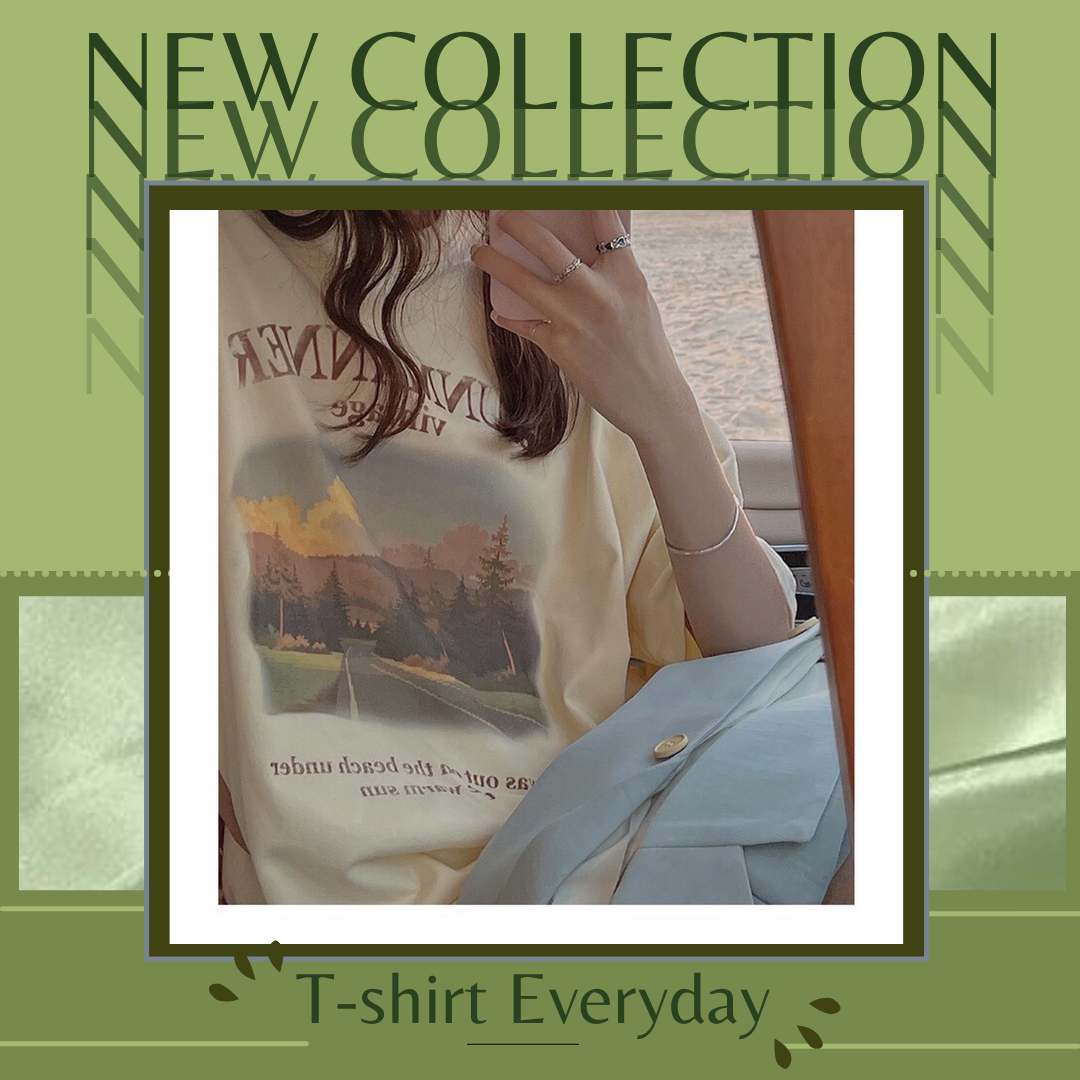 [Ảnh thật] The_chicgirl boutique Áo thun 100% cotton họa tiết vintage phong cách Hàn xẻng cute