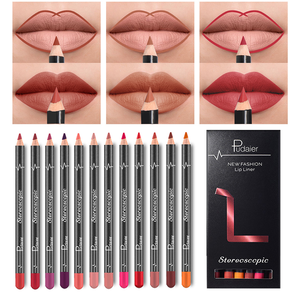 Bộ 12 cây bút chì kẻ viền môi hiệu ứng lì giúp quyến rũ và cuốn hút hơn - INTL