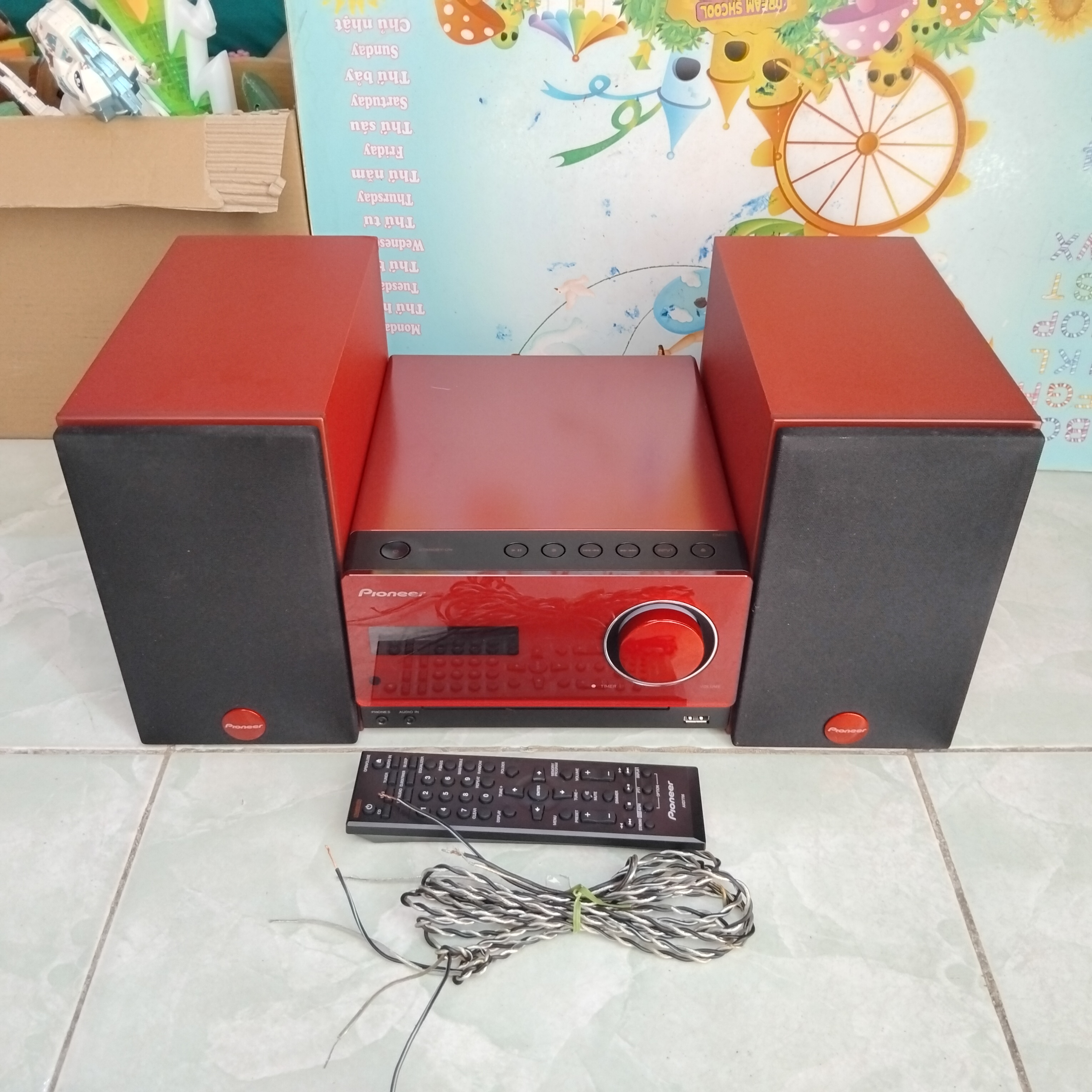 Dàn mini Pioneer X-CM32BT-R, màu đỏ cực đẹp, hoạt động tốt CD/ Bluetooth/ USB/ AUDIO IN/ LINE