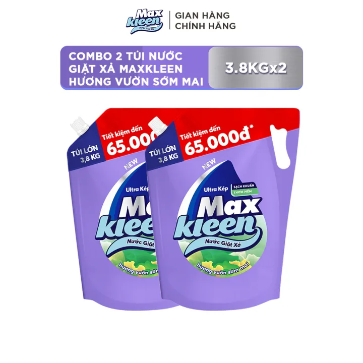 Combo 2 túi nước giặt xả maxkleen hương vườn sớm mai