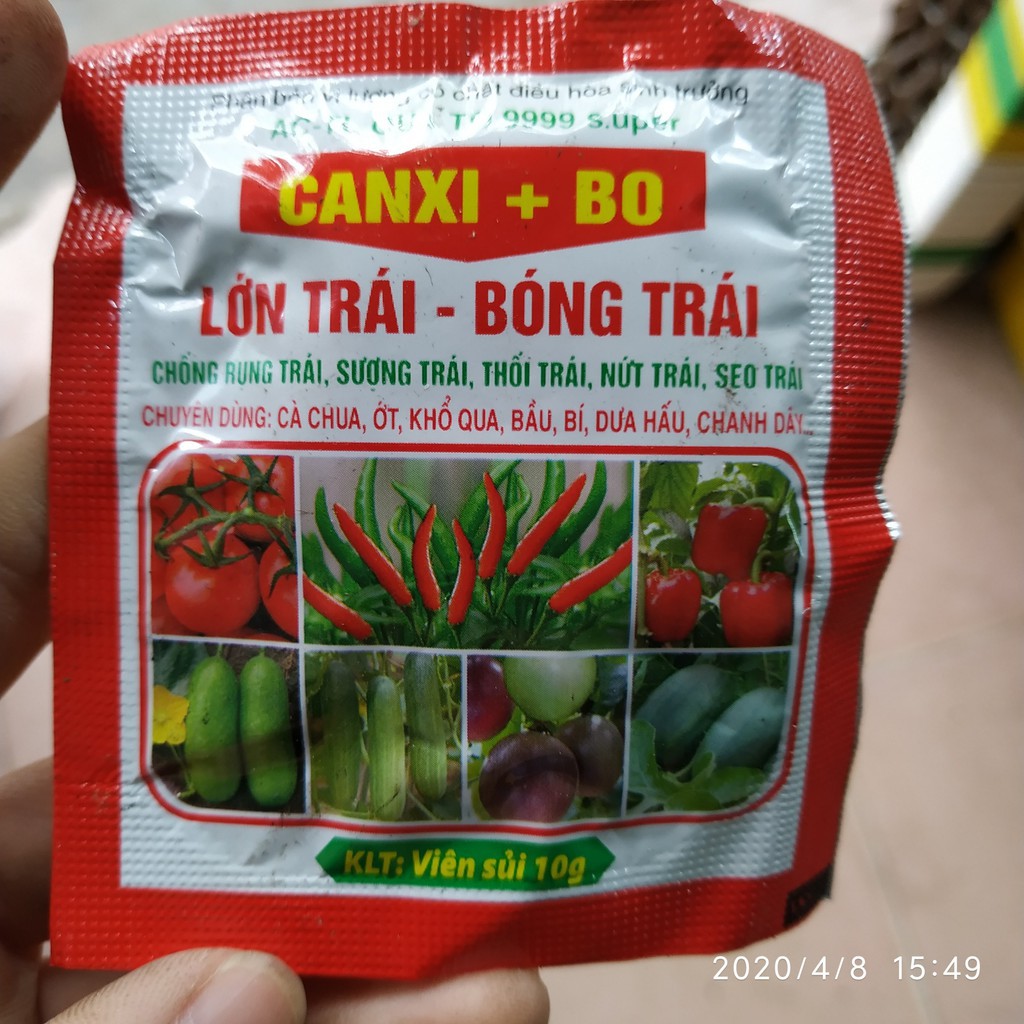 combo 5 gói Phân bón Canxi + Bo dạng viên sủi 10g - Lớn Trái Bóng Trái Chống Rụng Trái