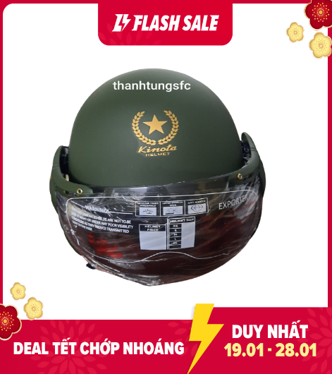 NÓN BẢO HIỂM LÍNH KINOTA CÓ KÍNH CAO CẤP Chất liệu nhựa ABS chịu va đập cao Bảo vệ an toàn cho người đi xe máy