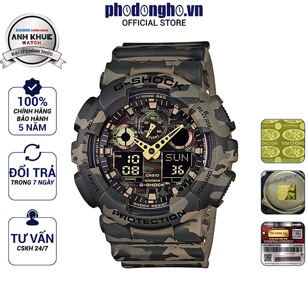 Đồng hồ nam dây nhựa G-SHOCK chính hãng Casio Anh Khuê GA-100CM-5ADR