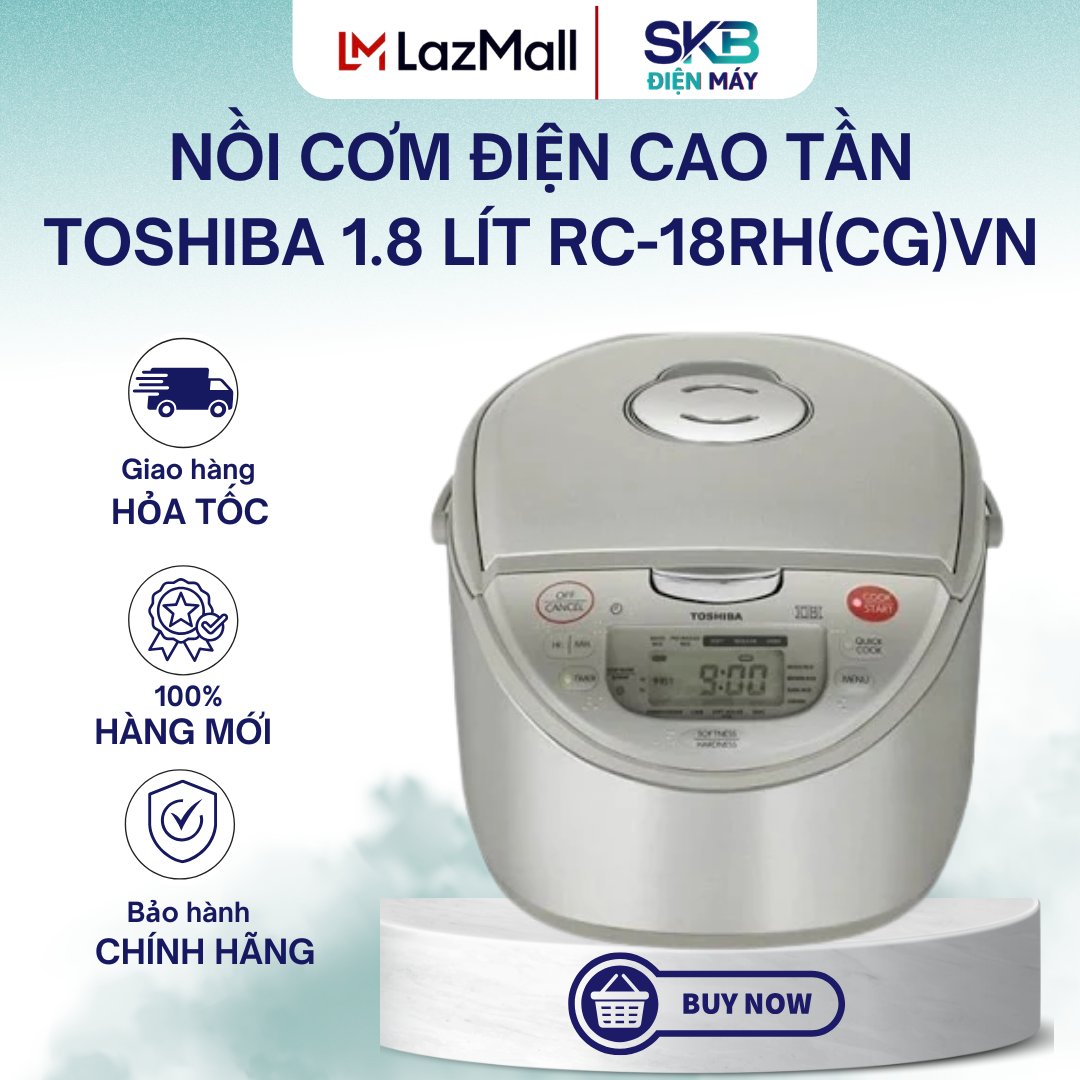 Toshiba 1.8 Liter High Frequency Rice Cooker Rc-18Rh(Cg)Vn |   Produced in Thailand - 12 Month Warranty