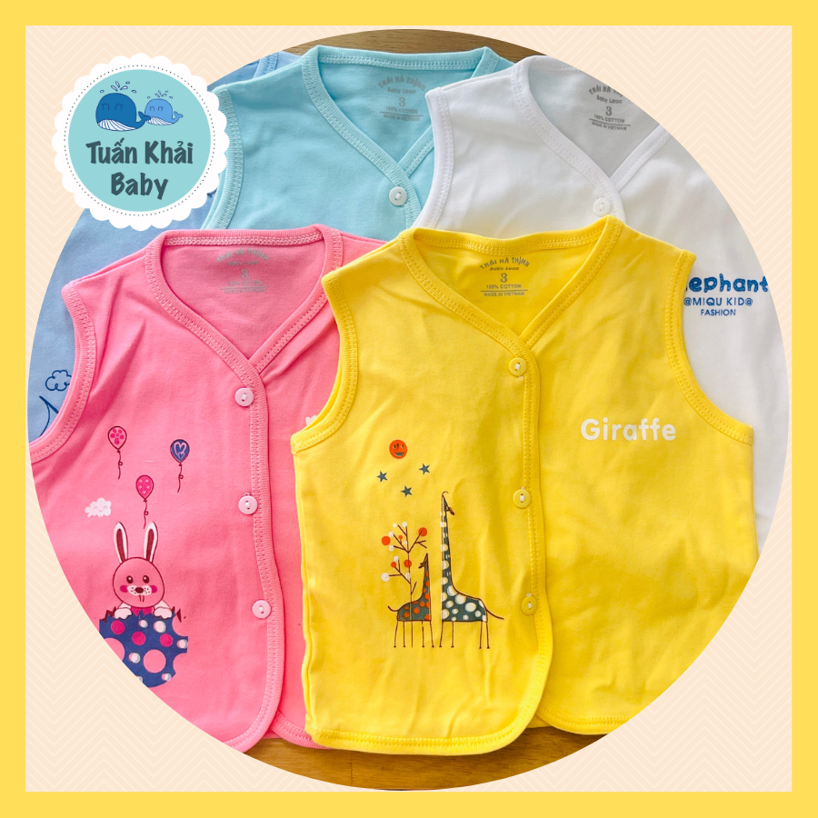 [HCM]Áo sơ sinh cotton Thái Hà Thịnh | Mẫu Gile Màu | Size 1 - 3 cho bé sơ sinh - 10 kg| Chất vải thun cotton 100% xịn đẹp mềm họa tiết xinh | Hàng Việt Nam| Áo Gile bé gái, áo gile bé trai