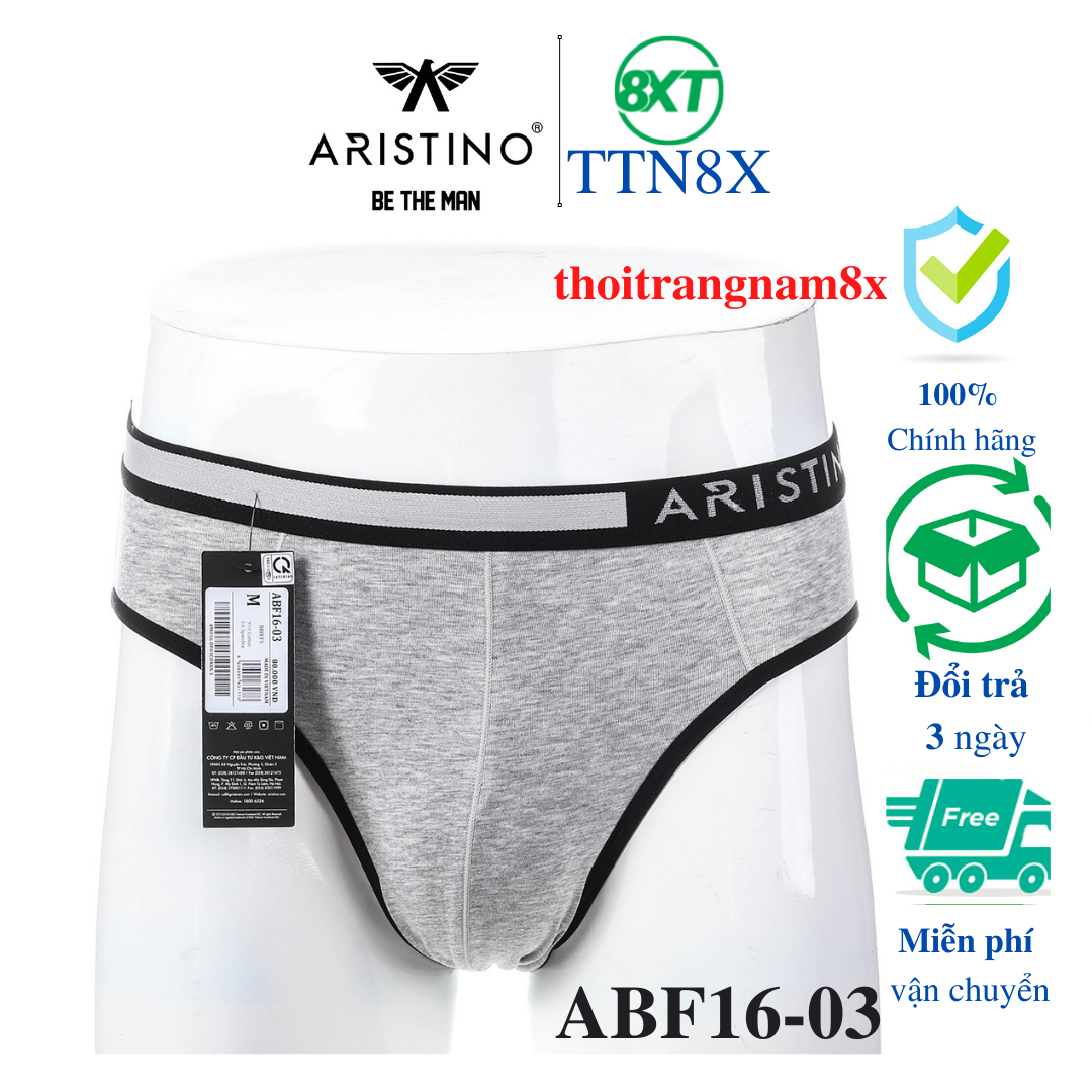 [ FREE SHIP ] Quần lót tam giác nam ABF16-03 cạp dày 2,5cm và phần logo [ARISTINO] phối lệch đặc sắc tạo nên sự khác biệt, cá tính, chất liệu cotton cao cấp với công nghệ Fit from 360 độ tiên tiến,mềm mại, thỏa mái khi vận động
