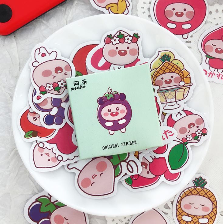 Bộ 45 sticker bé hoa quả e108