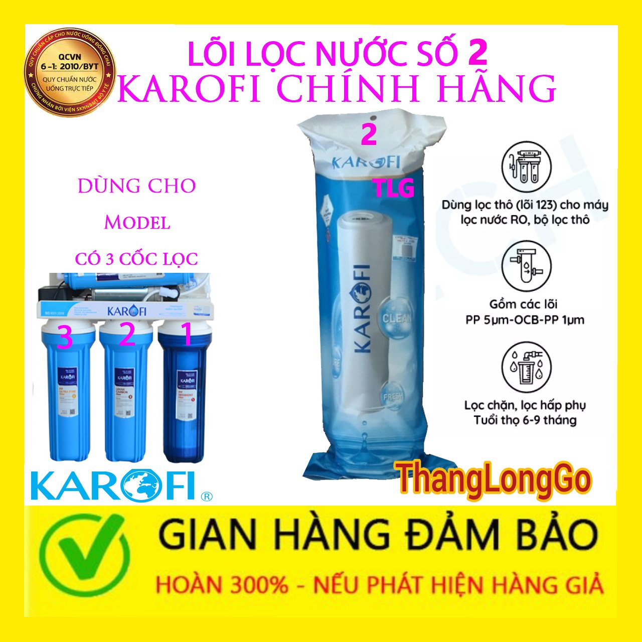 LÕI LỌC NƯỚC KAROFI SỐ 2