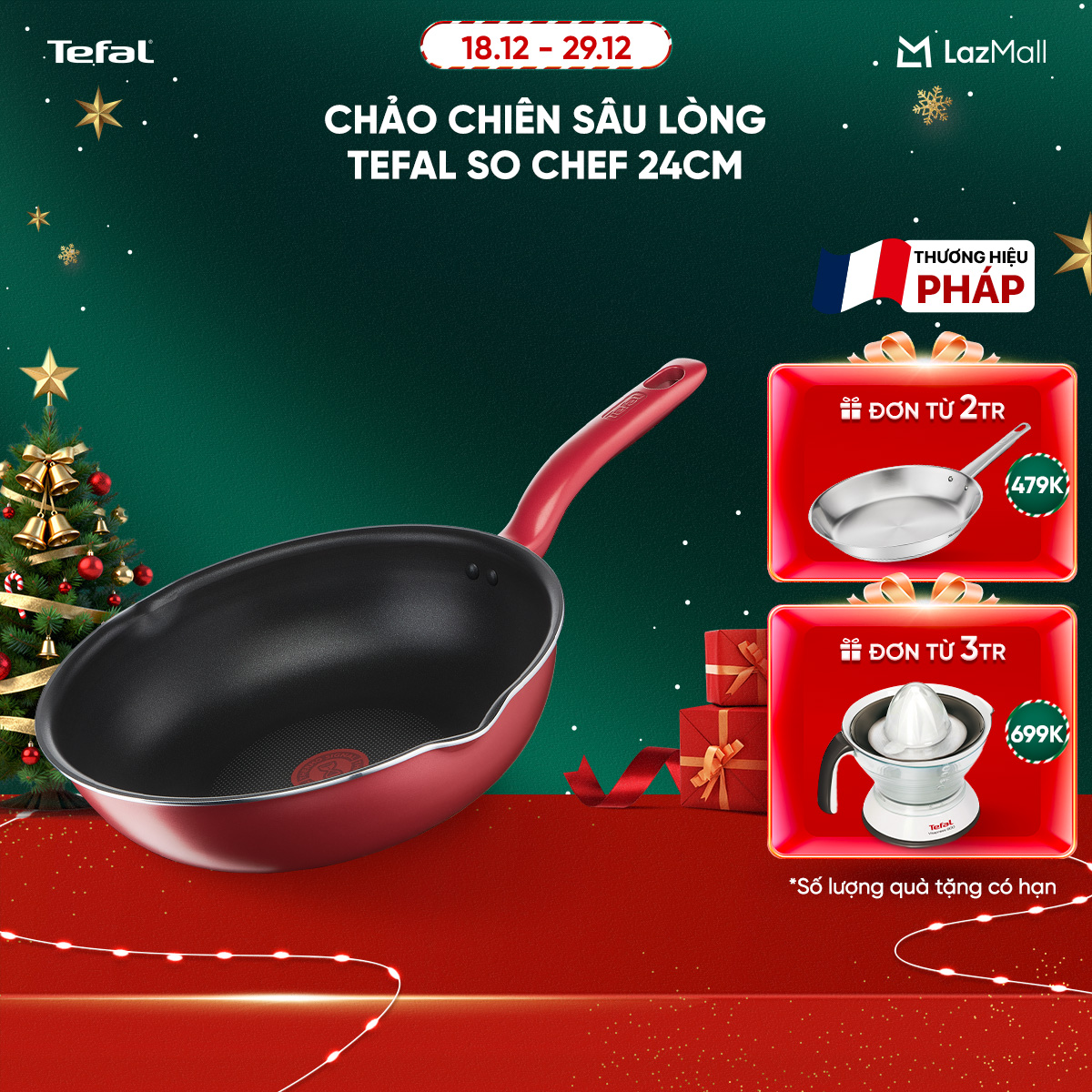   DEAL RẺ CHẠM SÀN MUA LÀ CÓ QUÀ  SỐ LƯỢNG CÓ HẠN  Chảo chiên sâu lòng Tefal So Chef 24cm 