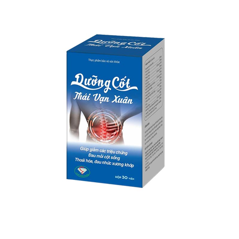 Thoái hóa đốt sống, thoát vị đĩa đệm, Dưỡng Cốt Thái Vạn Xuân giúp tăng tiết dịch khớp, bổ sung chất nhầy dịch khớp,bảo vệ và tái tạo màng sụn khớp, lọ 30 viên