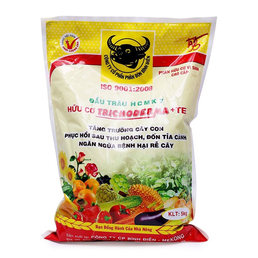 Phân bón đầu trâu hcmk7 hữu cơ trichoderma + te 1kg