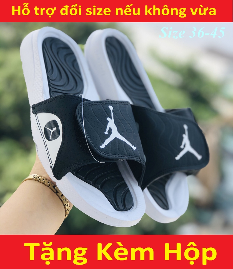 Dép quai ngang nam nữ jordan 4 đen logo trắng - dép thời trang - dép nam - dép nữ - dép cặp - dép đôi