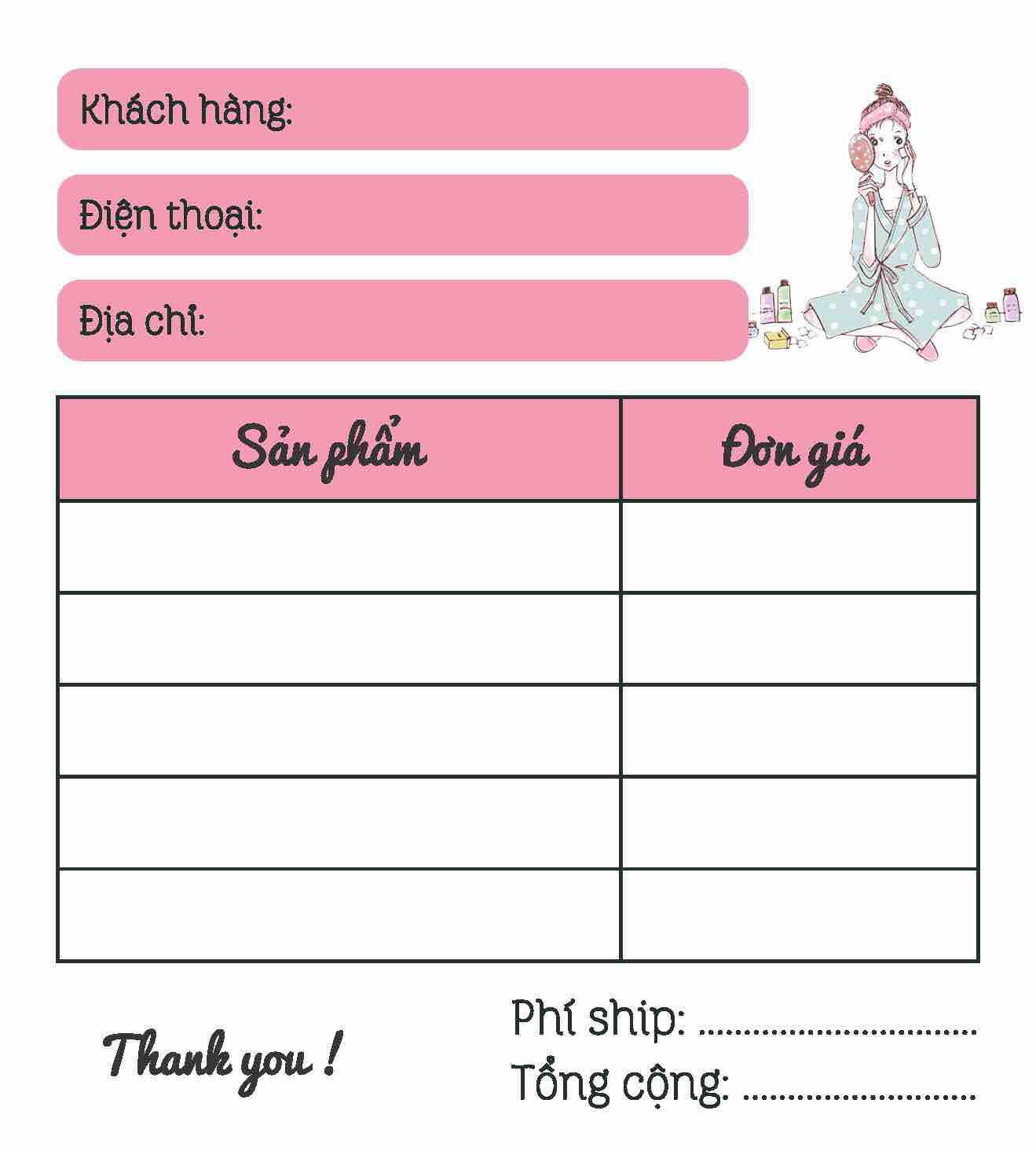 Combo 10 quyển hoá đơn bán hàng mini mỹ phẩm