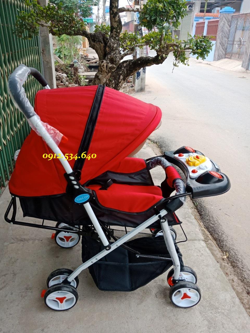 XE ĐẨY 2 CHIỀU 3 TƯ THẾ CAO CẤP CÓ NHẠC MÀU ĐỎ