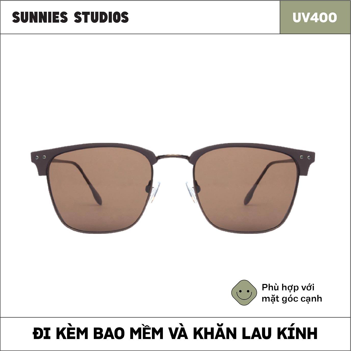Kính mát Sunnies Studios Gọng Browline Bastian in Sepia