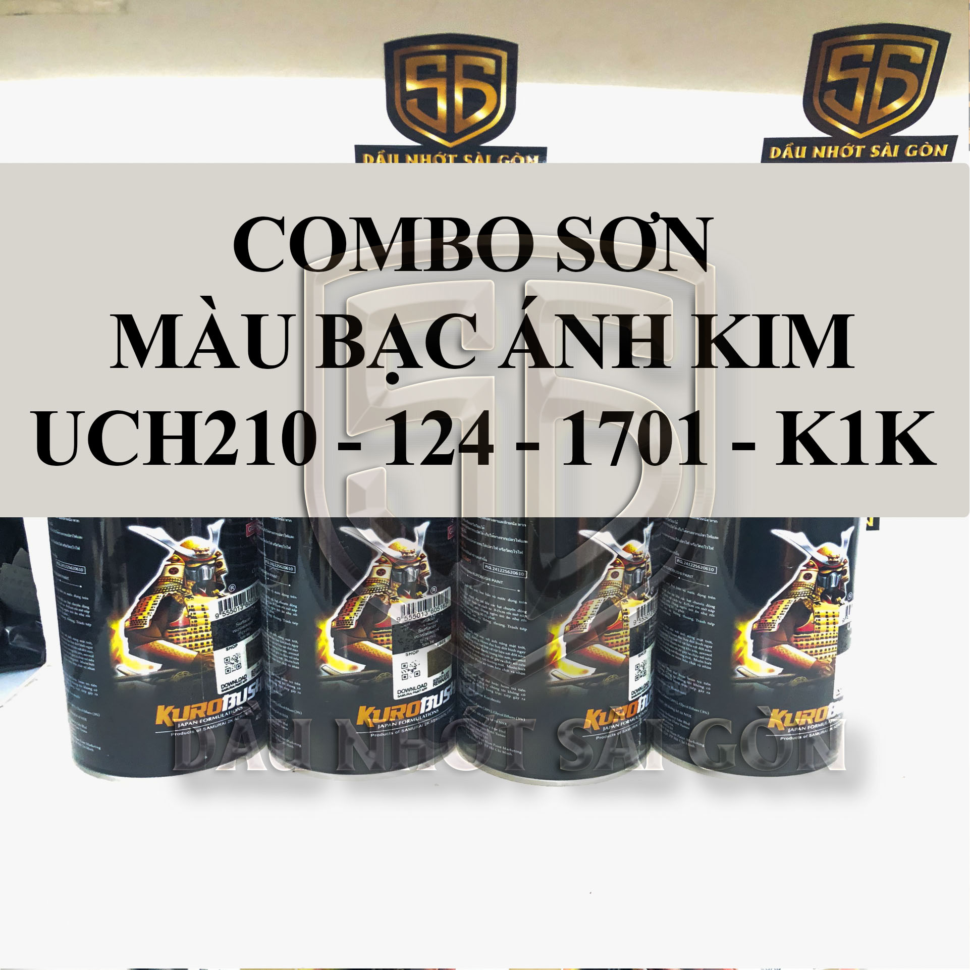 Sơn samurai sơn cặp mâm màu bạc ánh kim, bạc lấp lánh 1701
