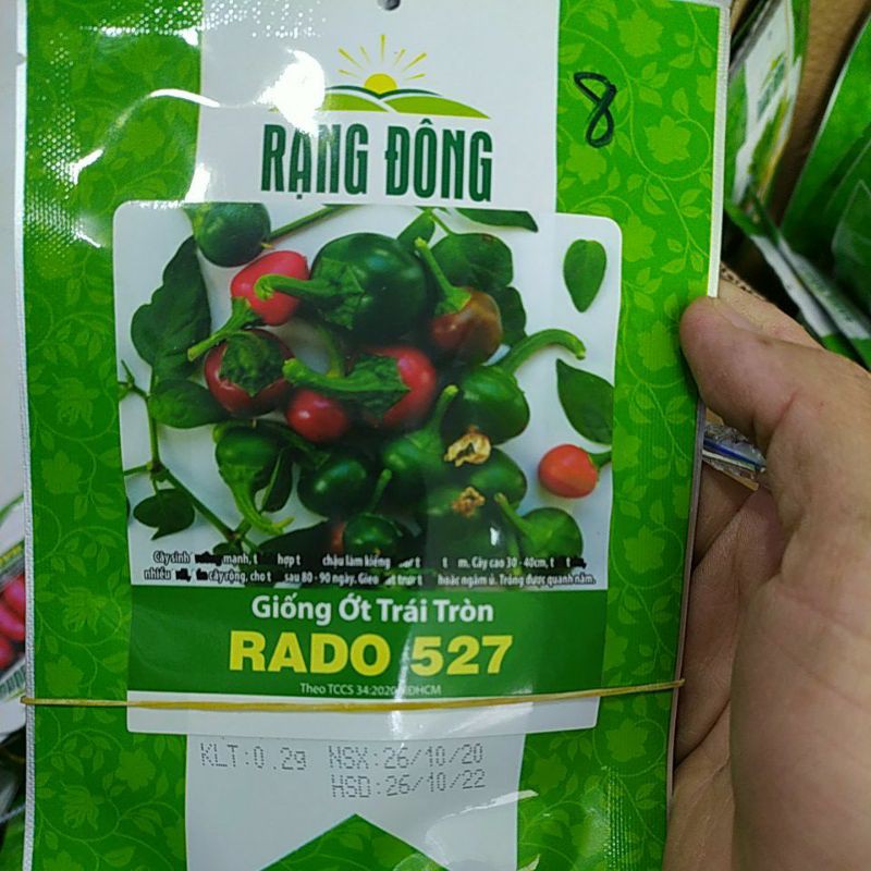 Hạt giống rau Ớt trái tròn 527-8k