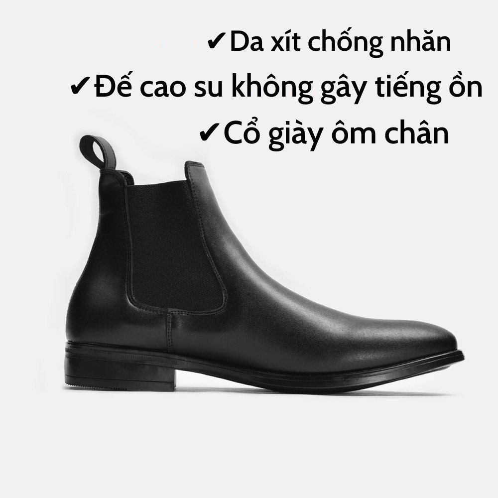 Giày cao cổ chellsea Boots da mềm đế cao khâu đế