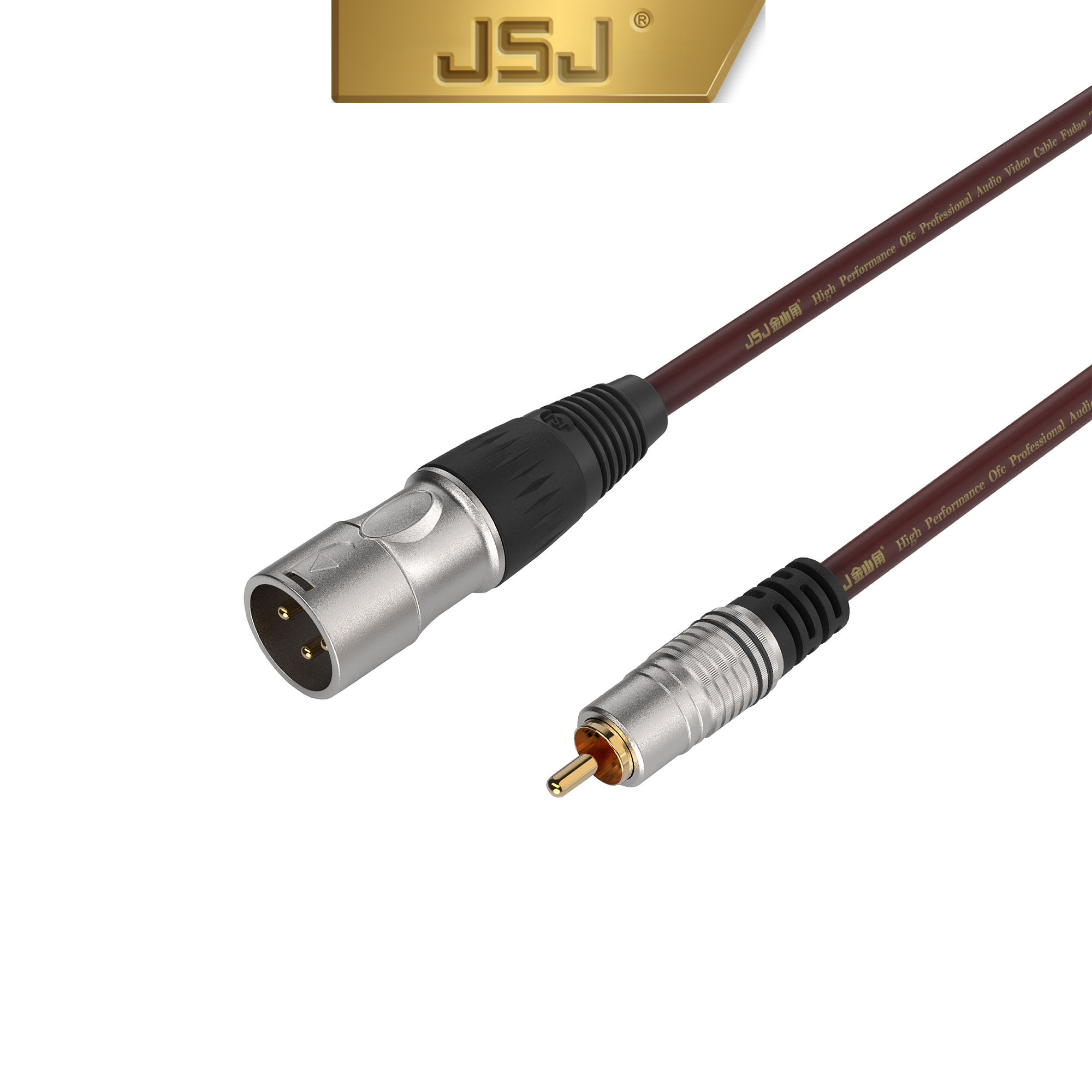 Dây canon (XLR) đực ra đầu bông sen (AV/RCA) cái JSJ 606D dễ dàng co giãn đầu nối được gia công mạ vàng giúp đường truyền tín hiệu ổn định hơn lõi đồng nguyên chất chống oxy hóa