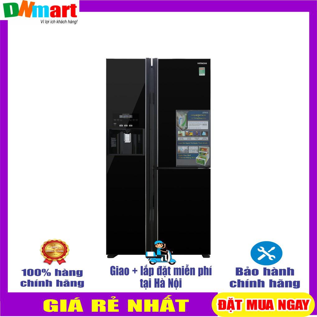 Tủ lạnh hitachi side by side 3 cửa màu đen r-fm800gpgv2