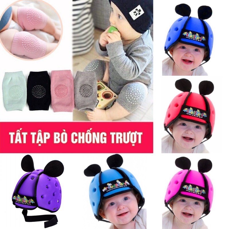 Combo Tặng Tất Mũ Bảo Hiểm An Toàn Cho Bé Tập Đi 7 Tháng Đến 3 Tuổi